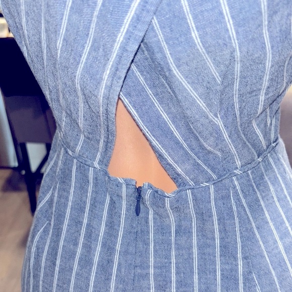 J. Crew Blue chevron peak a boo back and White Striped Midi Dress - Picture 11 of 15